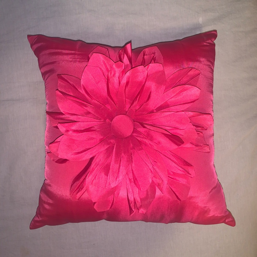 pretty hot pink flower pillow